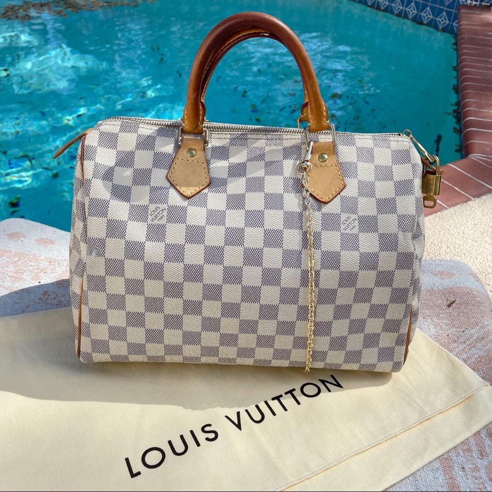 Louis Vuitton White and Brown Checkered Tote - Picture 12 of 15